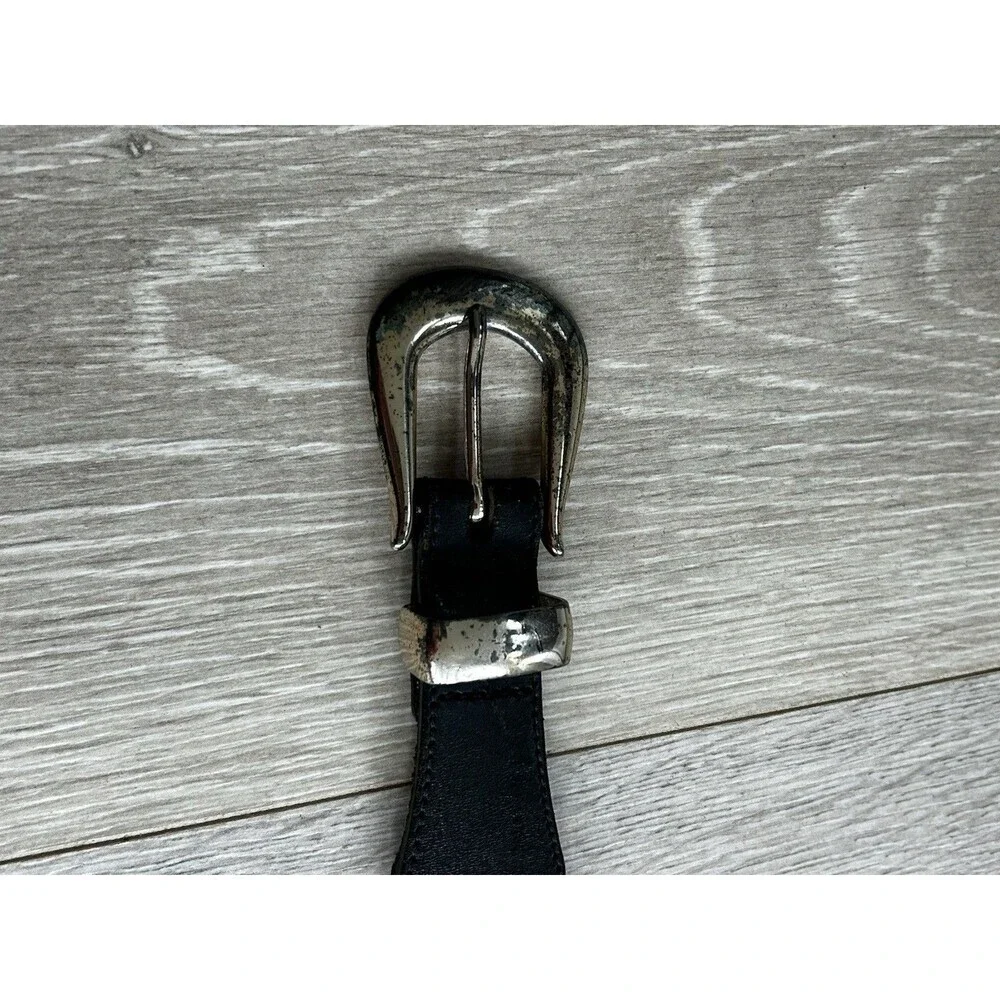 Honest Black Leather Concho Belt 28 Animals Elephant Turtle Whale Solid Brass